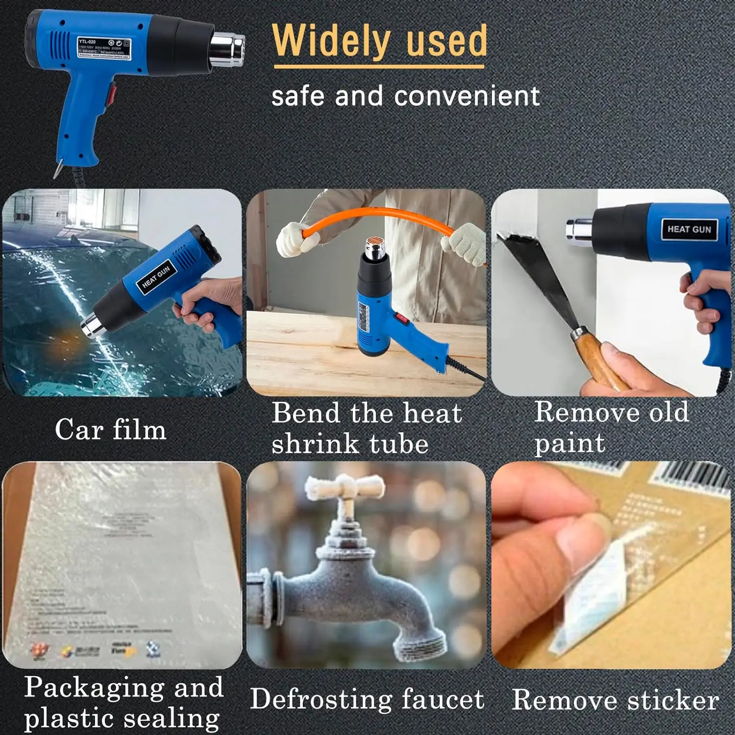 Heat Gun for Vinyl Wrap Crafting 2000W Heat Guns Hot Air Gun Attachments for DIY Crafts Shrinking PVC Stripping Paint hot air gun heat gun mini hot air gun