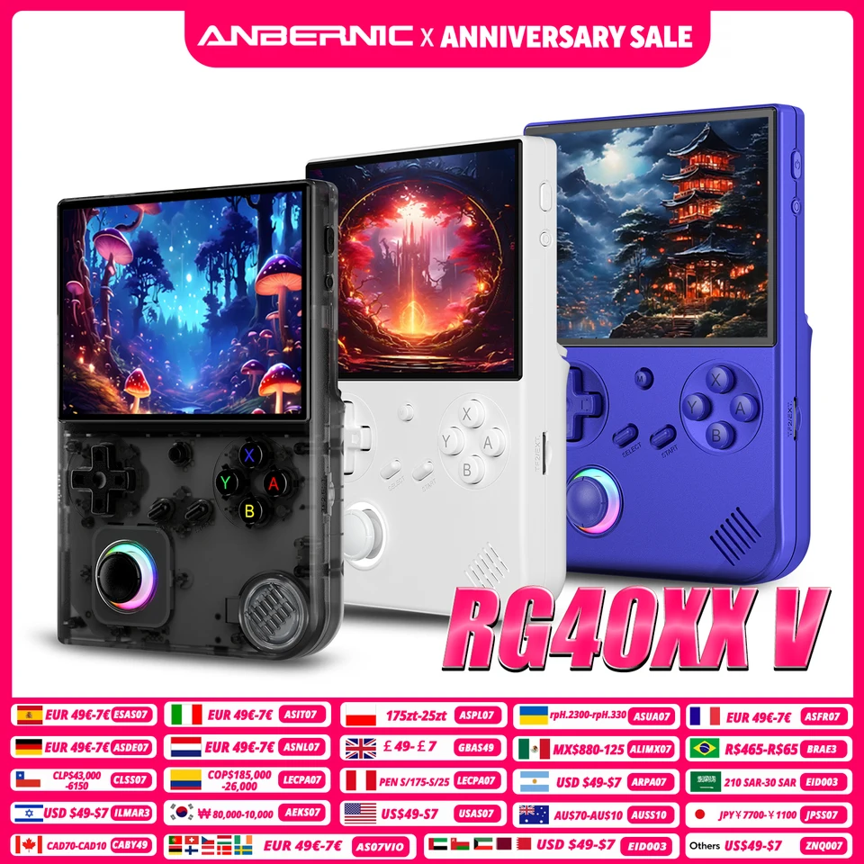 RG40XX H, console di gioco portatile con illuminazione joystick RGB, schermo IPS da 4 pollici, scheda TF integrata da 64 G e 5571 giochi, supporta WiFi Blueto (blu, 64 G
