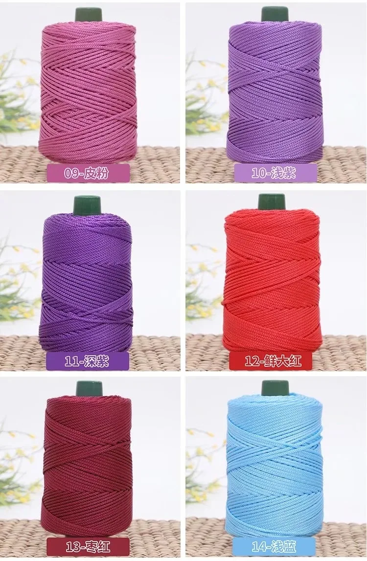 3mm farbige verdrehte gewebte Seil Hohl faden Handwerk dekorative DIY hand gefertigte Tasche Kordel zug Gürtel Zubehör Polypropylen faser – Detail 11