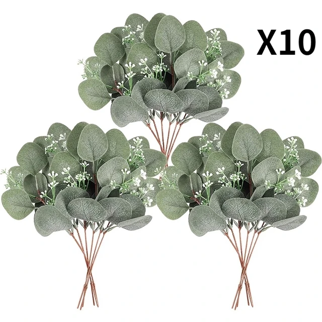 10Pcs Fake Eucalyptus Leaves Stems: A Perfect Addition to Your Floral Arrangements