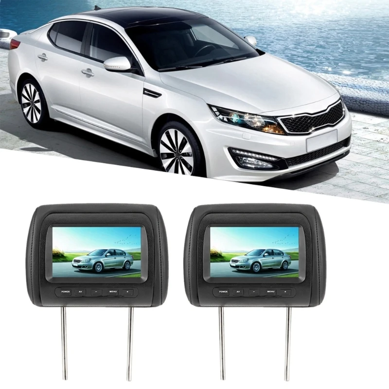 Pack of 2 7 Inch Adjustable Car Headrest LCD Monitors MP5 DVD Display with Wireless Remote for Enhanced Backseat Viewing X37F