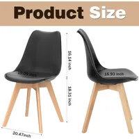 Mid-Century Modern Dining Chairs Set of 4 with Wood Legs, PU Leather Cushions for Kitchen and Living Room 3