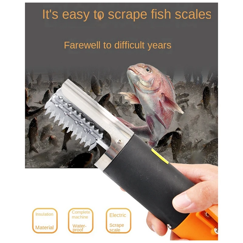 

Electric Fish Scaler 6800Forward And Reverse Fish Scale Remover Seafood Tool Cleaner Waterproof Portable Cleaner Eu Plug Orange