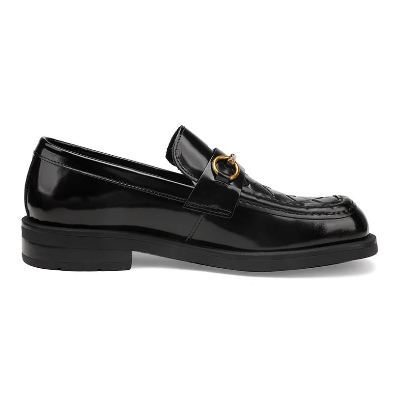 Men Business Shoes Laces Round Head Leather Knitted Shoes Thick Soles