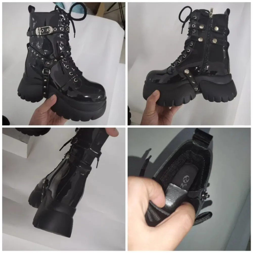 Fujin 10cm Genuine Leather Women Boots Women Motorcycle