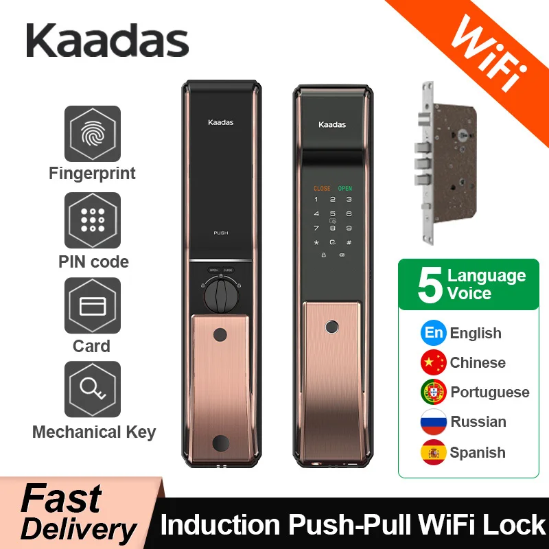 KaadasK9WSmartDoorLockFingerprintElectronicPasswordKeyIDCard