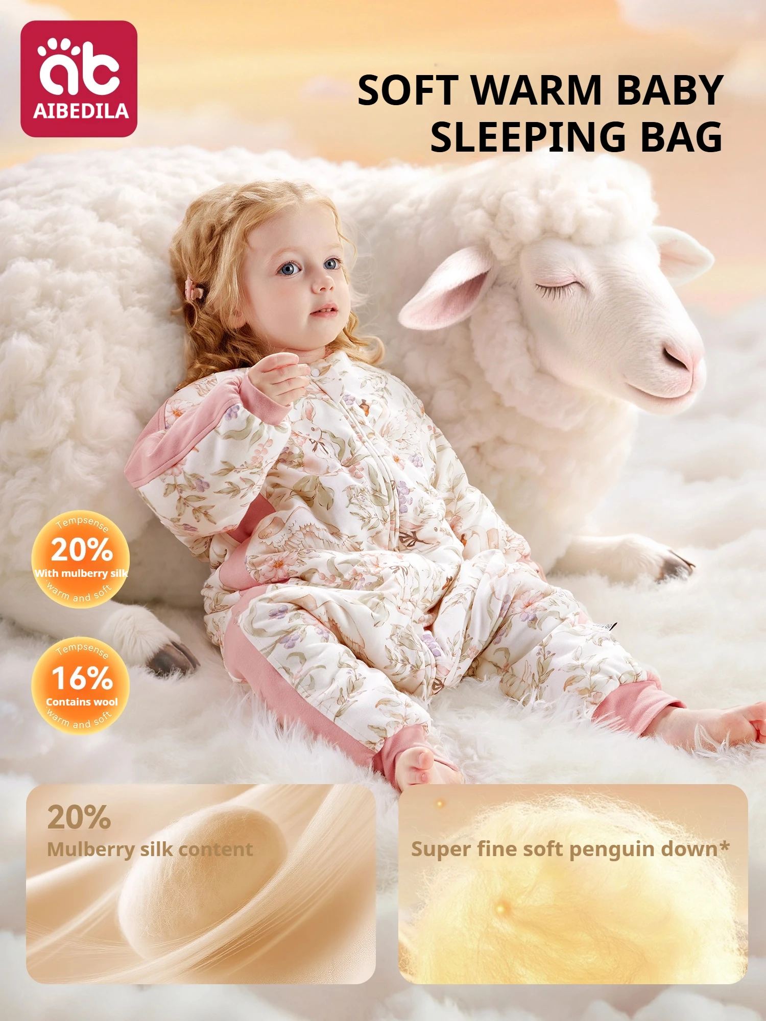 AIBEDILA Baby Sleep Sack Thick Soft Kid's Swaddle Transition Sleeping Bag Warmth Toddlers 4