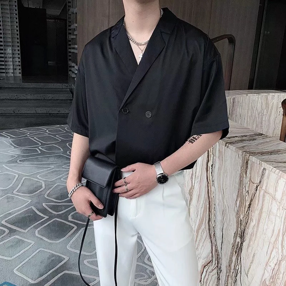 

Parties Shopping Work Going Out Daily Leisure Shirt Tops Casual Comfortable Korean Shirts Men Plain Short Sleeve