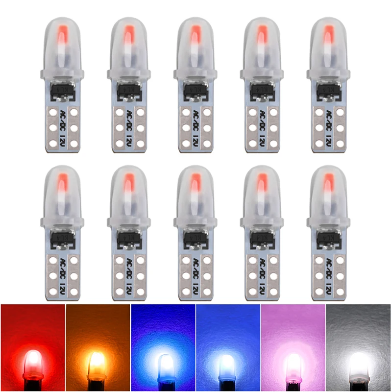 

10Pcs T5 W3W W1.2W 2 SMD 3014 Dashboard Car LED Bulbs Indicator Wedge Auto Instrument Warning Lamp No Polarity 6000K White 12V