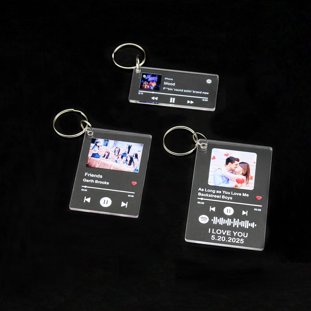 Akrilik Song Keychain Custom Personalized White Acrylic Spotify