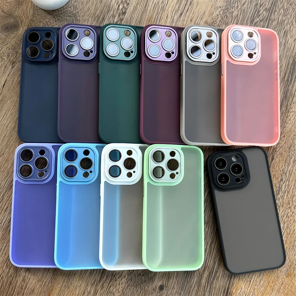 Ultra Slim Hard PC Case For iPhone 15 14 13 Pro Max Plus 12 11 Solid Color  Camera Film Protection Luxury Cover for iPhone 15Pro - AliExpress