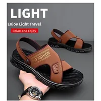 Casual Men's Sandals Soft Bot Beach oes Anti-Slip Summer Trendy Slippers Breathable Toe-Open Flat Heel Rubber Outsole