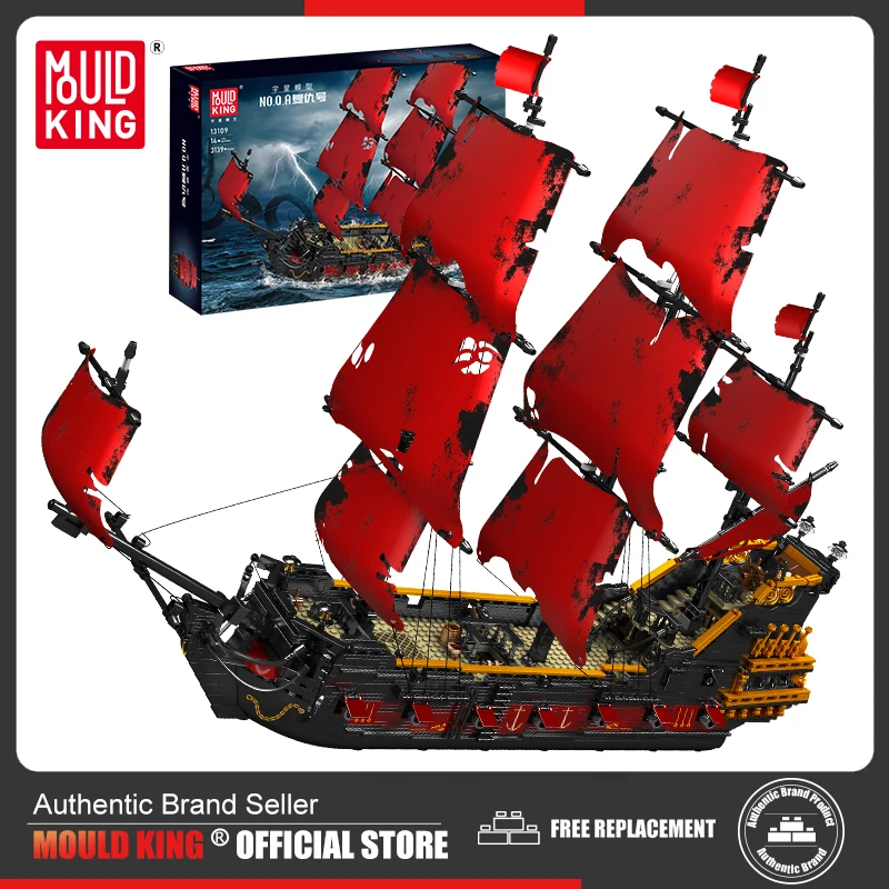 Mold King 13109 Regali Creativi Per Bambini Pirati Nave Building Blocks Moc Bricks Red Ship Model Kit Per Costruire Giocattoli Educativi