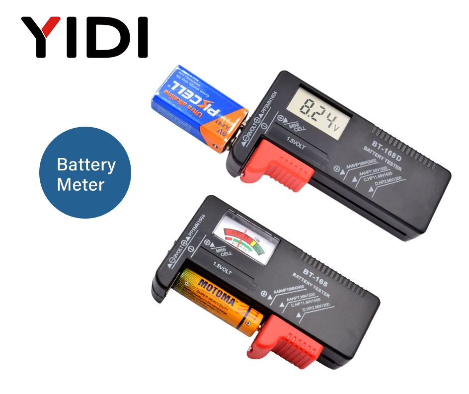 BT-168 BT-168D Digital Battery Capacity Tester 1.5V 9V AAA AA Button Cell Batteries Voltage Check Meter Indicator Measurement