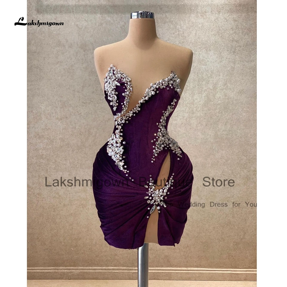 

Lakshmigown Sexy Women Purple Short Dress Party Special Occasion 2024 Vestidos Cortos Sexys Atrevidos Cocktail Gowns Beading