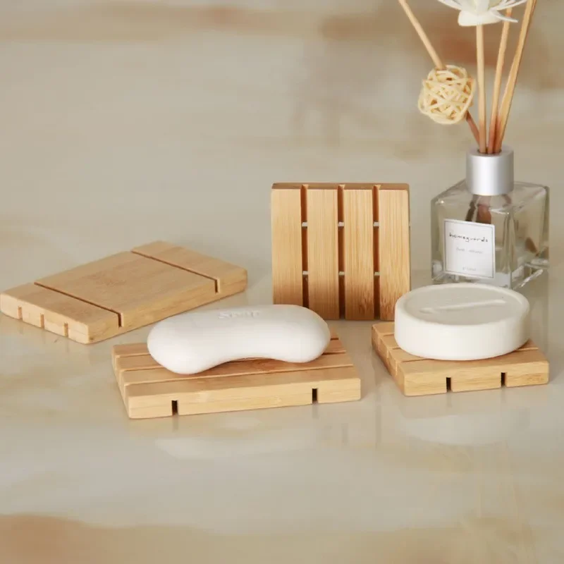 

Creative Bamboo Soap Box Simple Wooden Dish Essential Oil Rack Drain Holder Bathroom Organizer Accessories