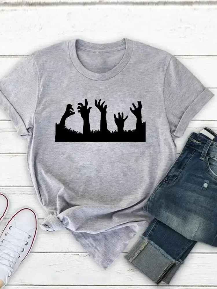 

2024 забавная трендовая женская футболка ручной работы с акварелью осенняя одежда с круглым вырезом топ с принтом на Хэллоуин День благодарения женская футболка с графическим принтом