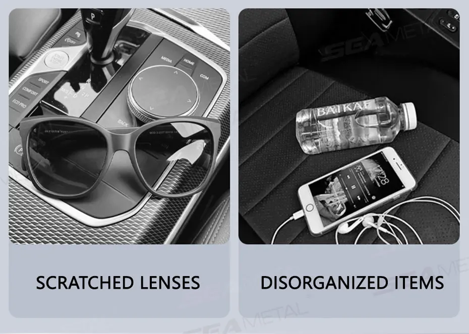 SEAMETAL Auto-Sonnenblenden-Aufbewahrungsbox, Innenraum-Organizer für Sonnenbrillen und Karten, Multifunktionale Sonnenschutz-Organizer-Tasche – Detail 3