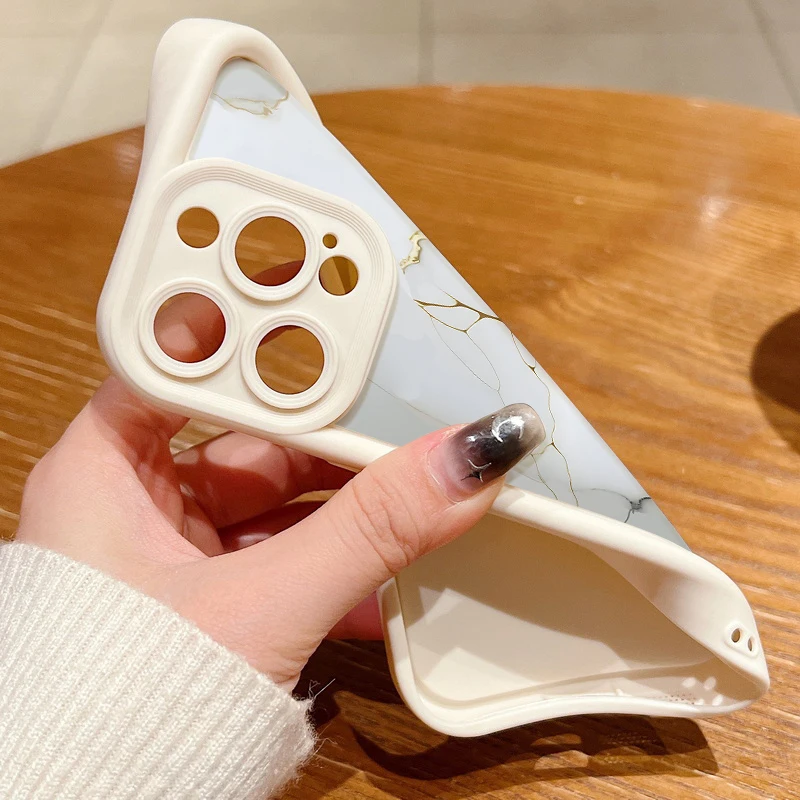 Marble Pattern Shockproof Soft TPU Candy Color Phone Case