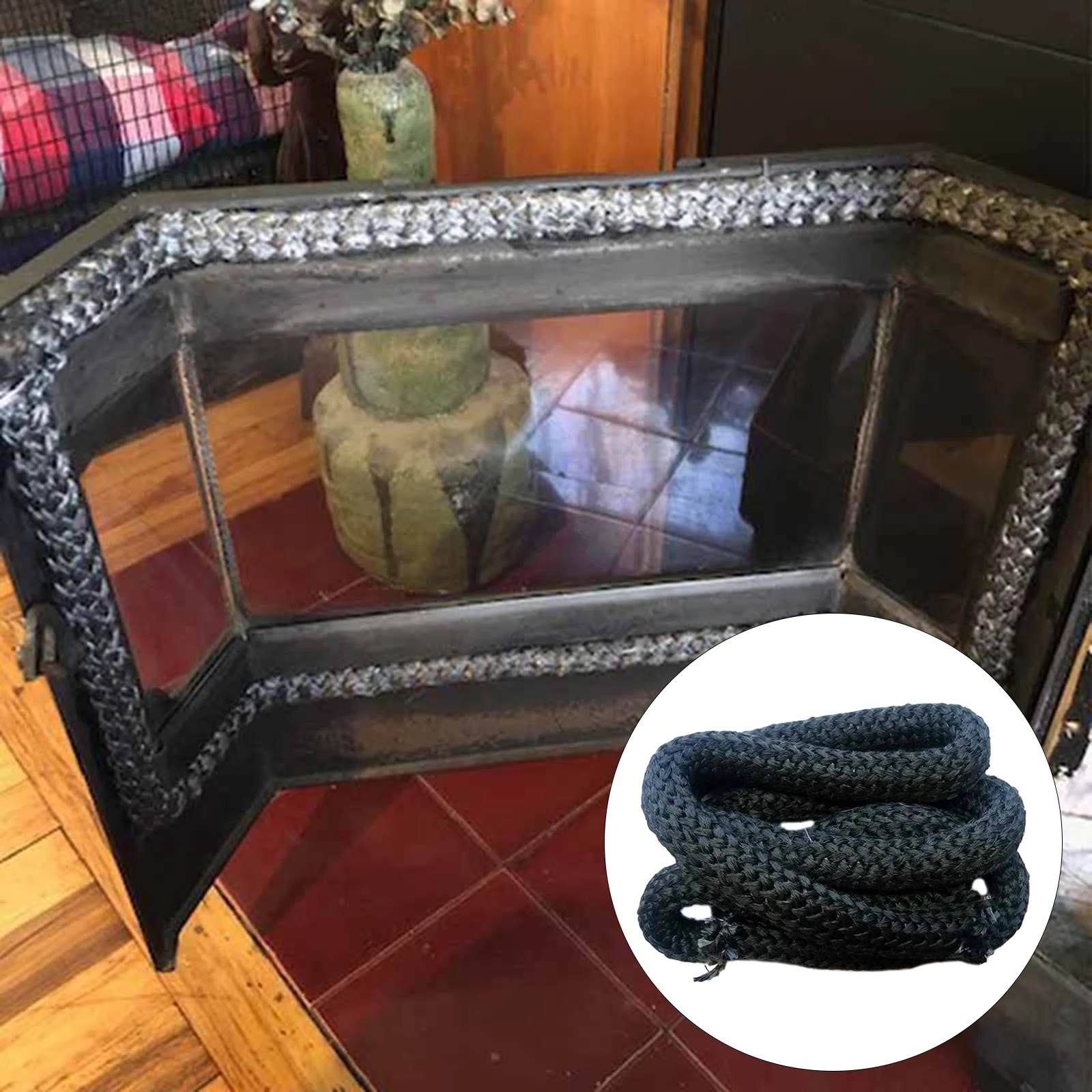 2.5/5M Wood Fire Stove Gasket Seal Door Rope Fireplaces Anti Temperature Fiber Oven Part for Stove Doors Replacement Heater
