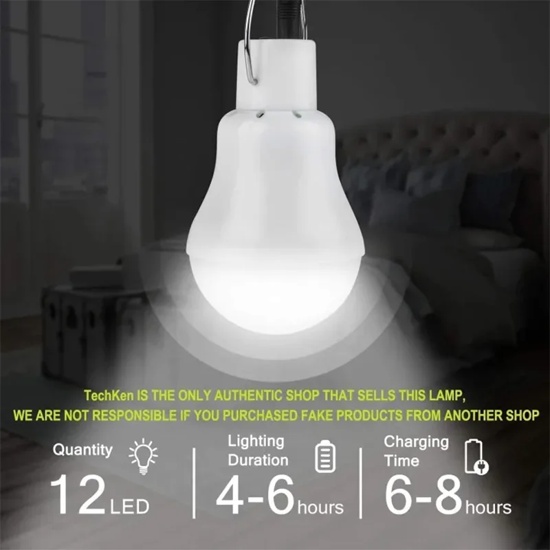 Description Picture 2 of itemOutdoor Garden Solar Lights Led Spotlight Solar Bulb Lamp Waterproof Portable Emergency Lighting Camping Tent With Hooks