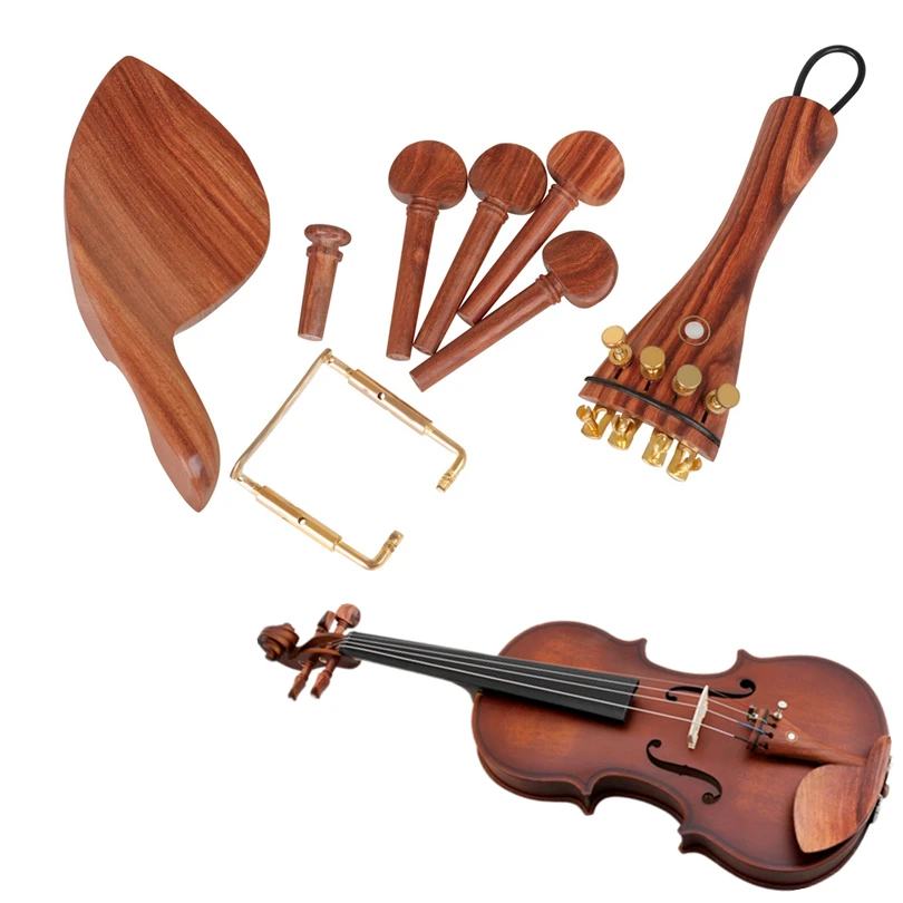 

4/4 Tuning Pegs Jujube Wood Violin Parts Tailpiece Fine Tuning Chin Rest End Pin Violin Accessories