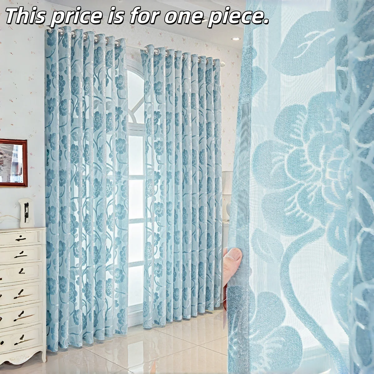 Elegant Embroidered Floral Lace Privacy Curtain – Half Shade Sunscreen