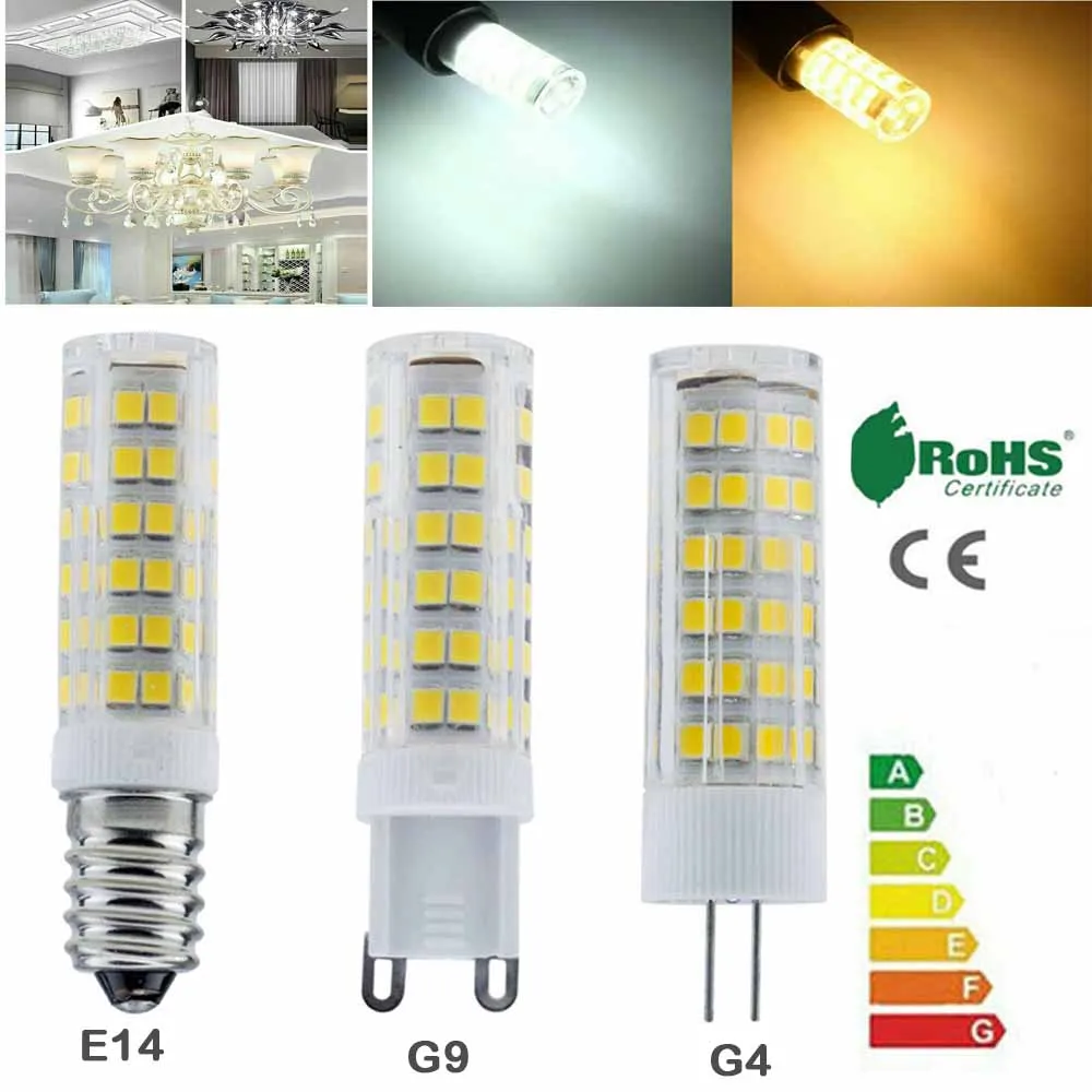 

Mini G4 G9 E14 AC 220V Ceramics LED Corn Bulbs 5W 8W 12W SMD 2835 Capsule Crystal Lights Warm White Lamp 33/51/75 LED Lamp Bulb