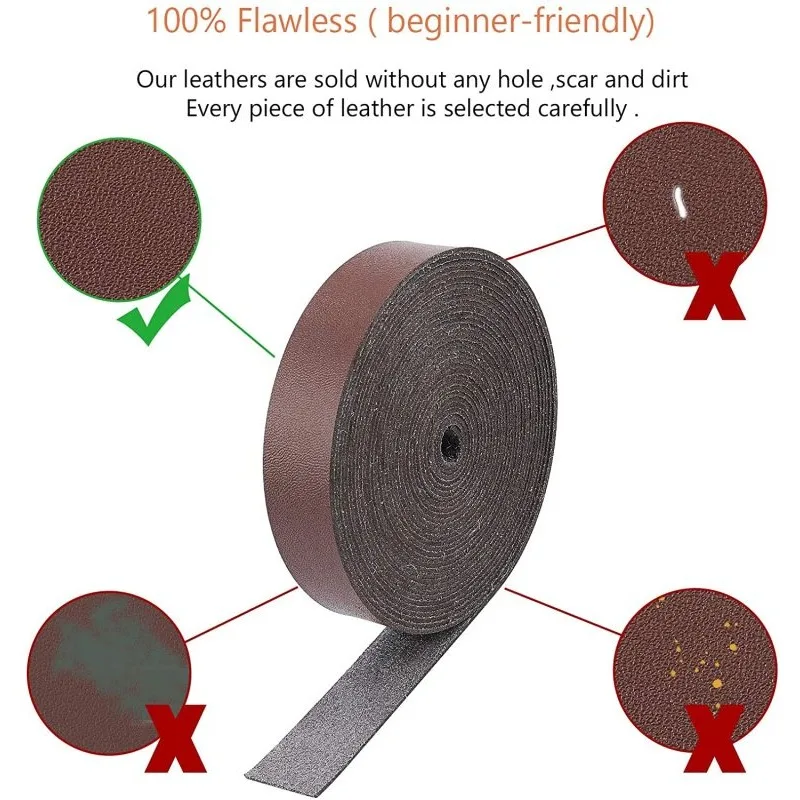 196 Inch Soft Leather Strap Strips 3/4 Inch Wide Leather Strap Belt Full Grain Cord Wrap DIY Crafts Projects