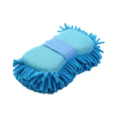 Microfiber Chenille Car Wash Sponge and Cleaning Brush Pad (Light blue)