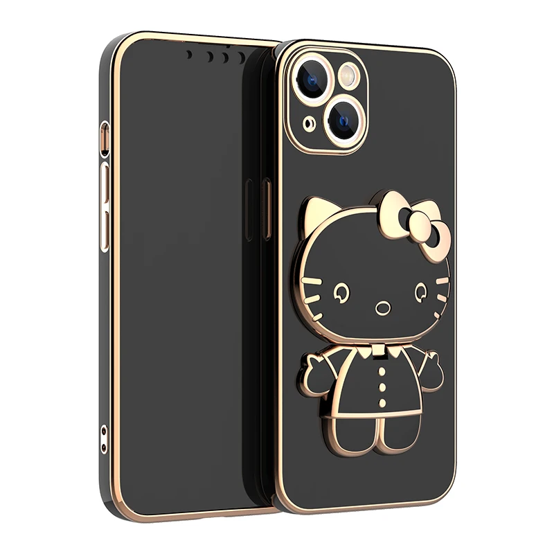 thumbnail image 1 of Hello Kitty Mirror Holder Stand Plating Phone Case For Huawei Mate 10 20 30 40 50 Pro Nova 9 8 7 SE 11 Pro Soft Silicone Cover, 1 of 5