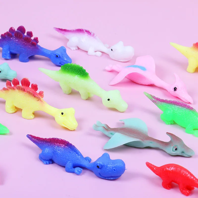 5/10PCS Funny Finger Catapult Dinosaur Slingshot Sticky Wall Toys for Adults and Kids Vent Decompression Catapult Dinosaur Toy 6