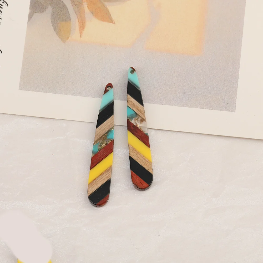 Cordial Design 50Pcs 8*44MM DIY Accessories/Hand Made/Stick Shape/Natural Wood & Resin/Charms/Jewelry Findings&Components - cordial