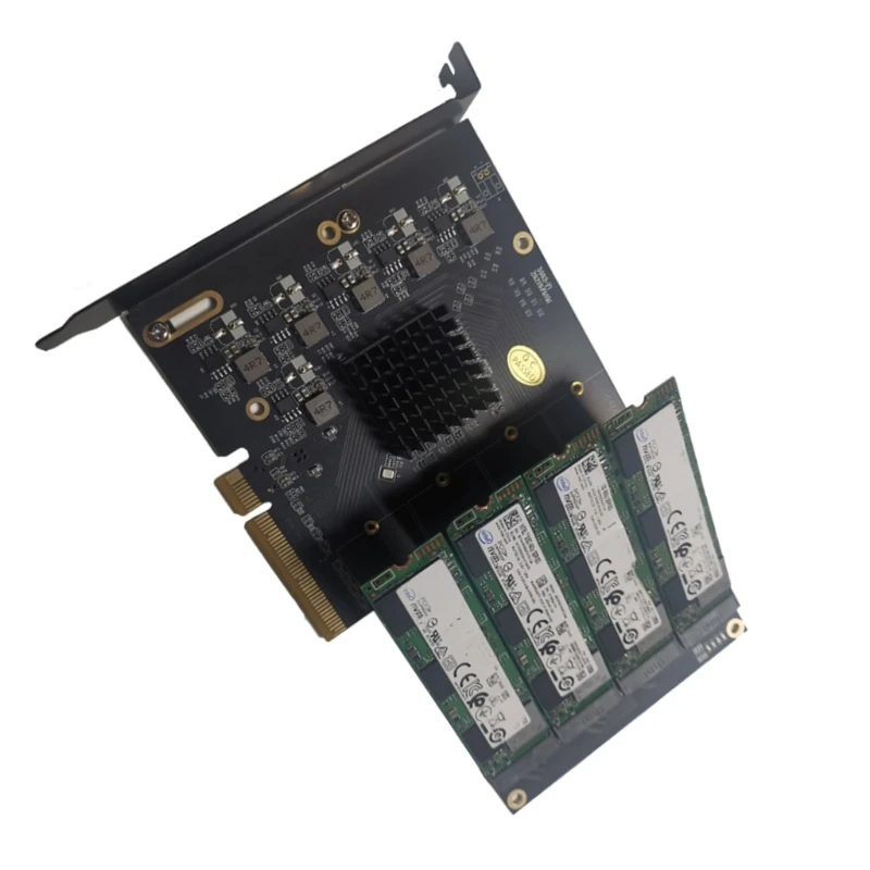 4 슬롯 Pcie4.0 x16 - m.2 M-키 nvme x 4 SSD 확장 카드 RAID 카드 64Gbps 전송 속도 6400mbps 판독기 및 쓰기