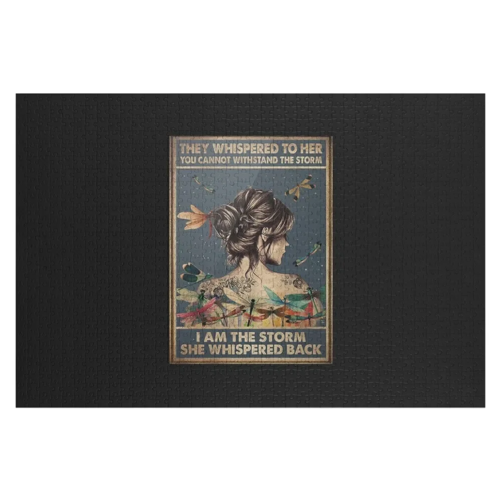 Hippie Dragonfly Tattoo Girl They Whispered To Her You Cannot Withstand The Storm I Am The Storm She Whispered Bac Jigsaw Puzzle