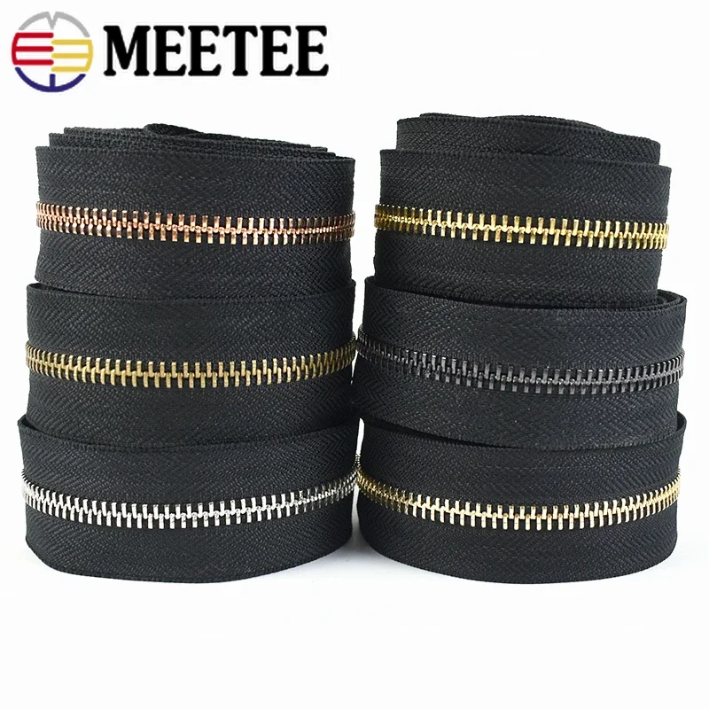 

Meetee 2/4/10Yards 5# Metal Zipper for Sewing Zip Sports Coat Clothes Open-end Zippers DIY Garment Making Supplies Accessories