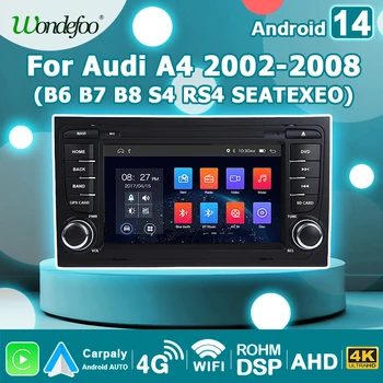 Radio Estéreo inalámbrica para coche, reproductor Multimedia con Android 14, Carplay, 7 pulgadas, WIFI, para Audi A4, B6, S4, B7, RS4, Seat Exeo, 2002-2008 1