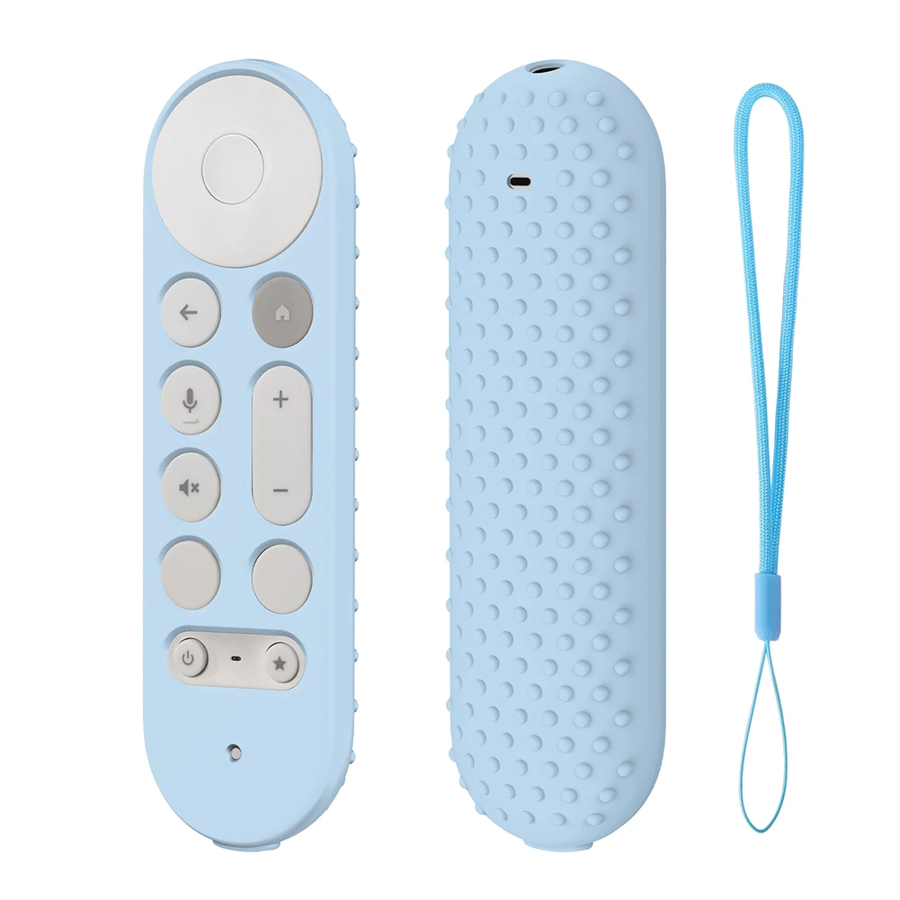 Silicone Remote Case Anti-Slip Protective Controller Sleeve Skin with Lanyard Shockproof for Google TV Streamer 4K Voice Remote