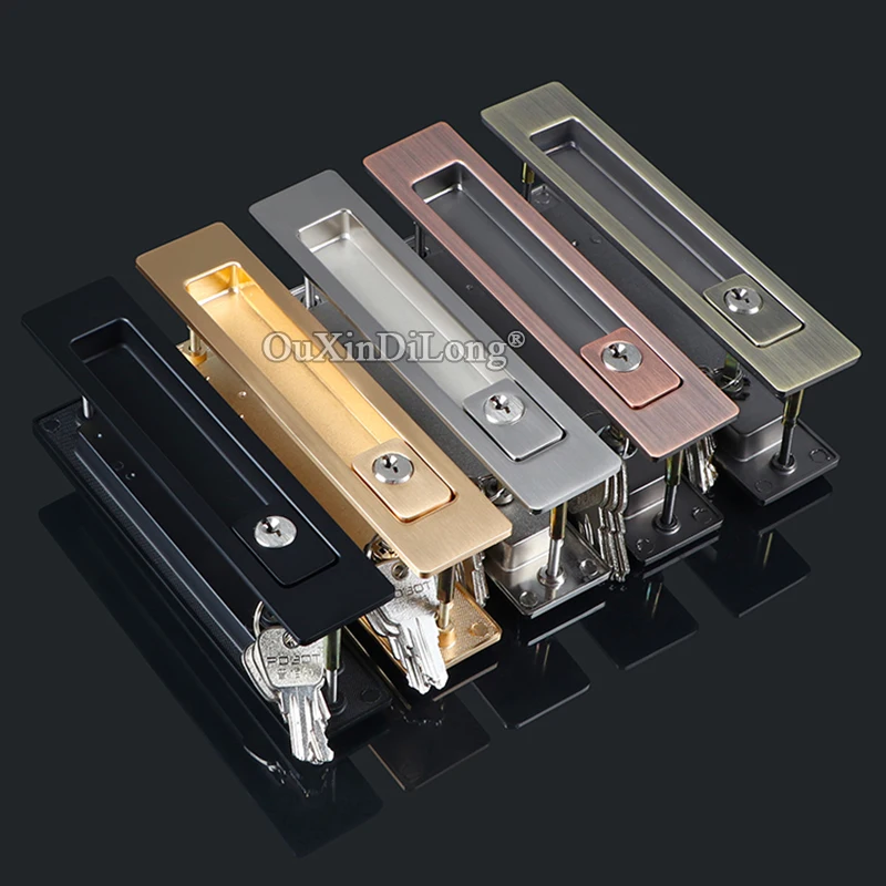 

Brand New Recessed Sliding Door Hook Locks Invisible Hidden Kitchen Balcony Barn Wooden Pocket Door Locks for 38~53mm Thickness