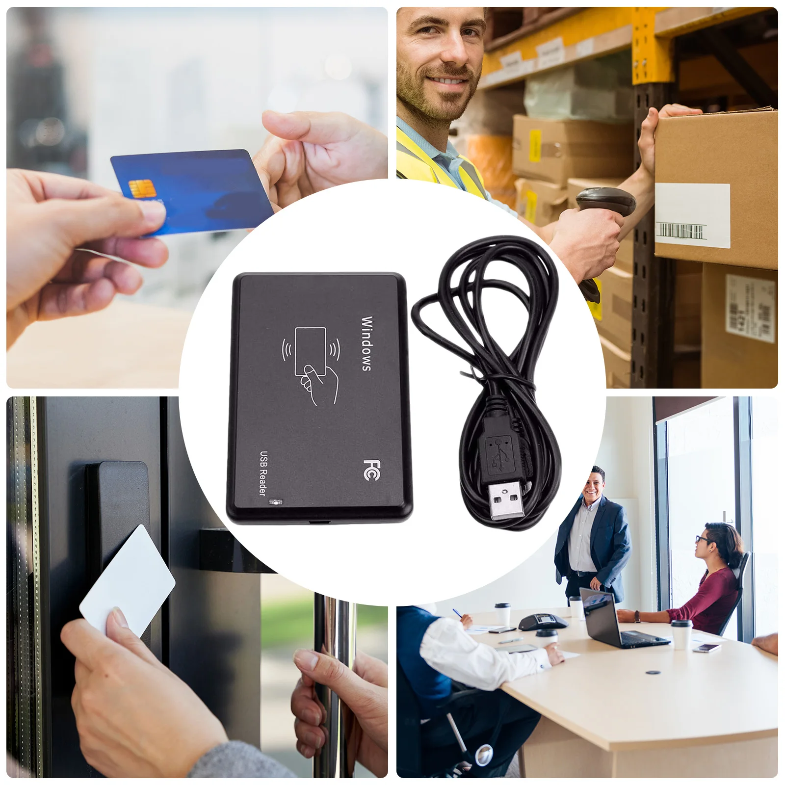 USB 인터페이스가 있는 스마트 카드 리더기 LED 표시등/버저가 있는 RFID IC 카드 리더기 Windows Linux MacOS와 호환 가능