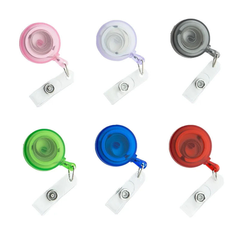 

Transparent Solid Color Badge Reel Retractable Lanyard Clip for Staff Nurse Pass Work Card Sleeve ID Holders Name Badges Reels