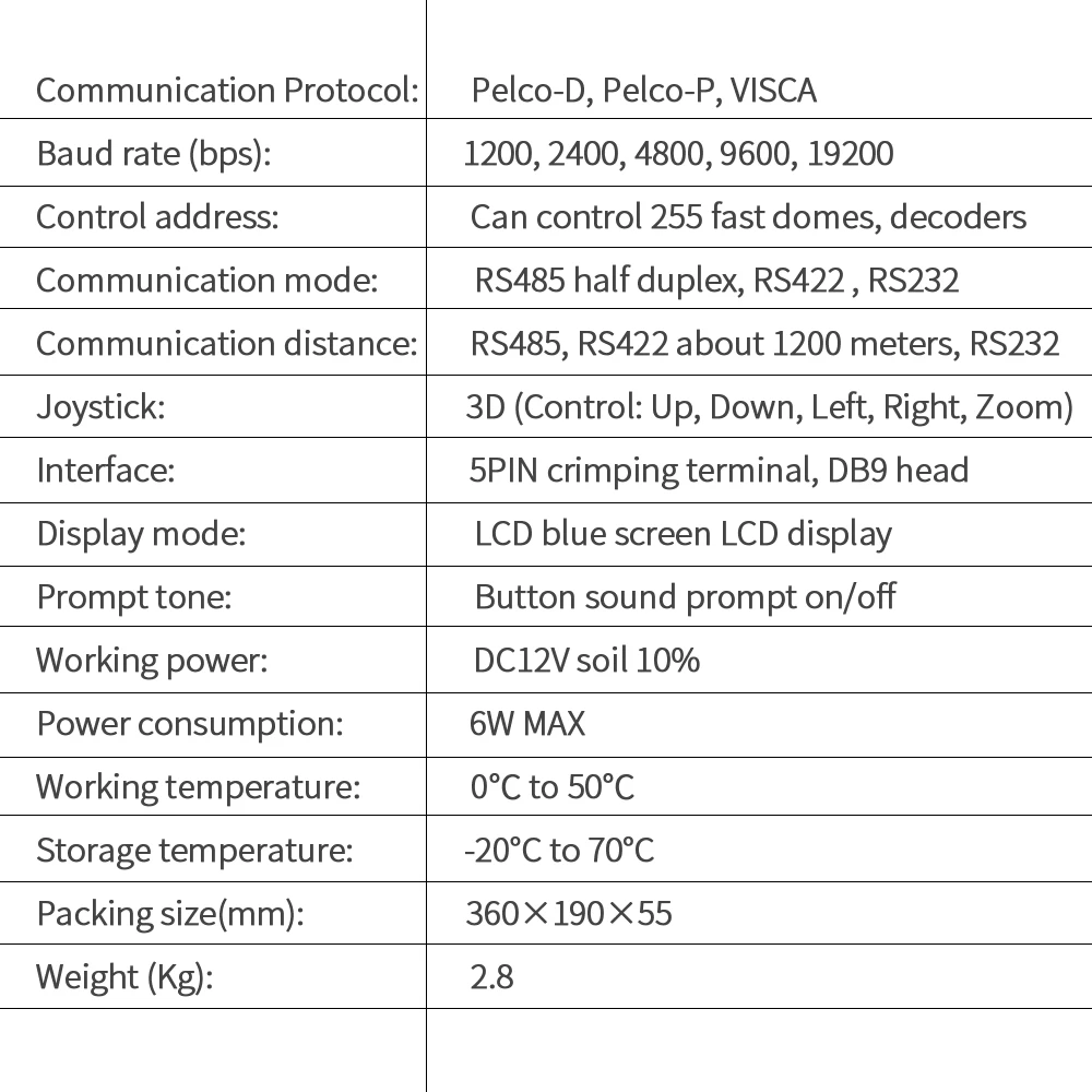 Conference Camera Control keyboard For ZTE 212AF Huawei VPC600 RS422 Control Interface 3D Joystick CK-101 Network Controller