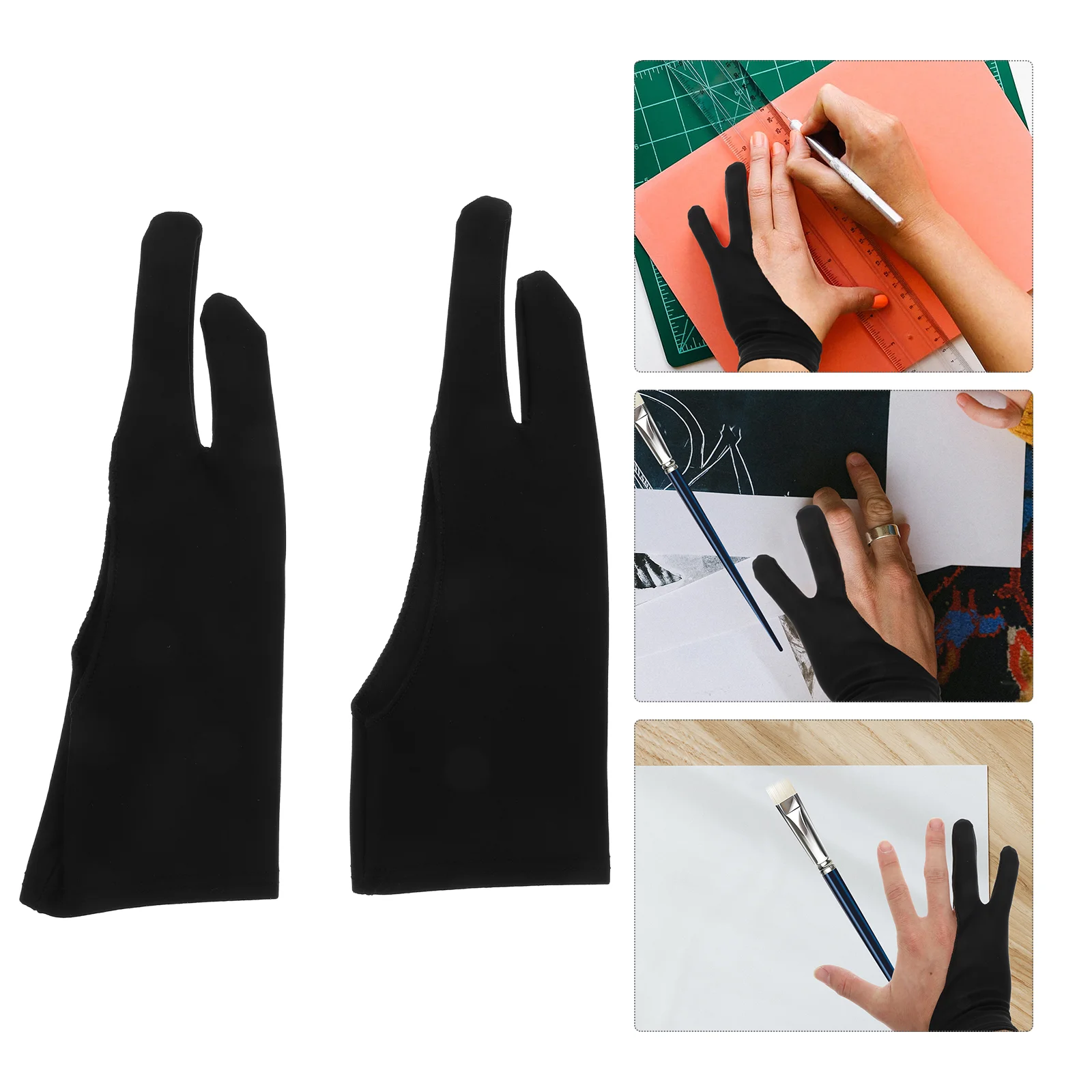 

4 Pcs Painting Gloves for Artist Graphics Tablet Anti-Mishandling Two-finger Drawing Board Reducing Friction