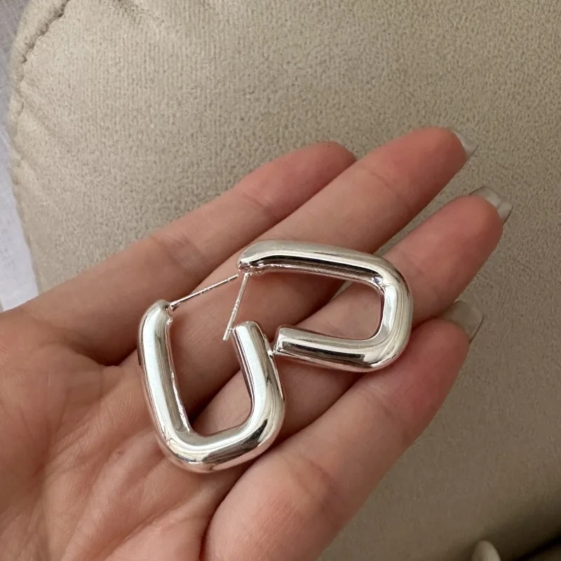 BF CLUB 925 Sterling Silver Earrings For Women Trendy Simple Retro Rectangle Earring Jewelry Prevent Allergy Party Accessories - Image 2