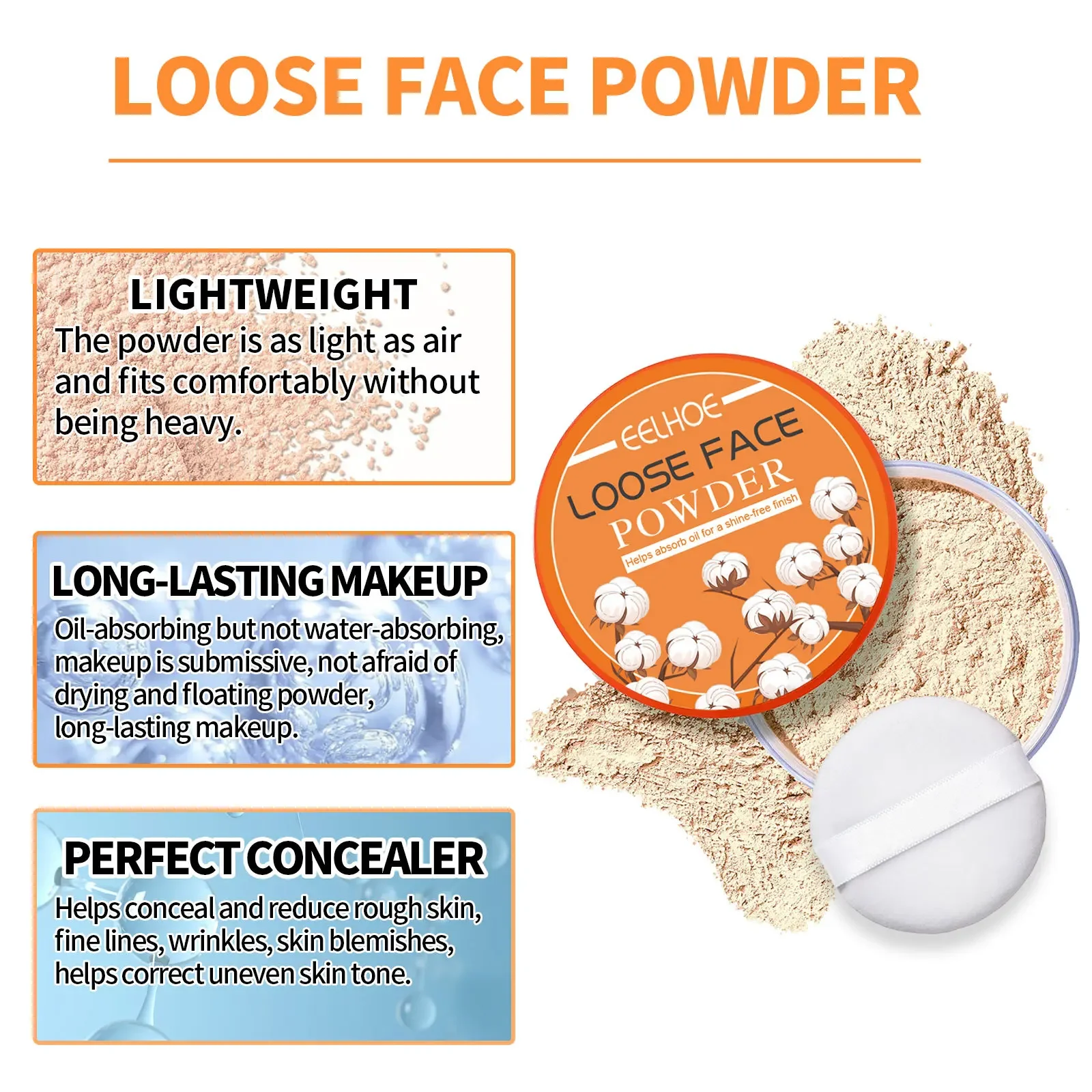 3pcs Natural Translucent Loose Powder Set