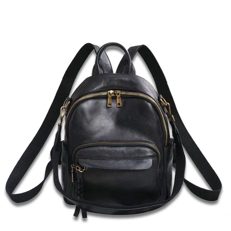 Backpack Women's Genuine Leather Small Backpacks Luxury Ladies Knapsack Girl's School Rucksack High Quality Casual Rucksack