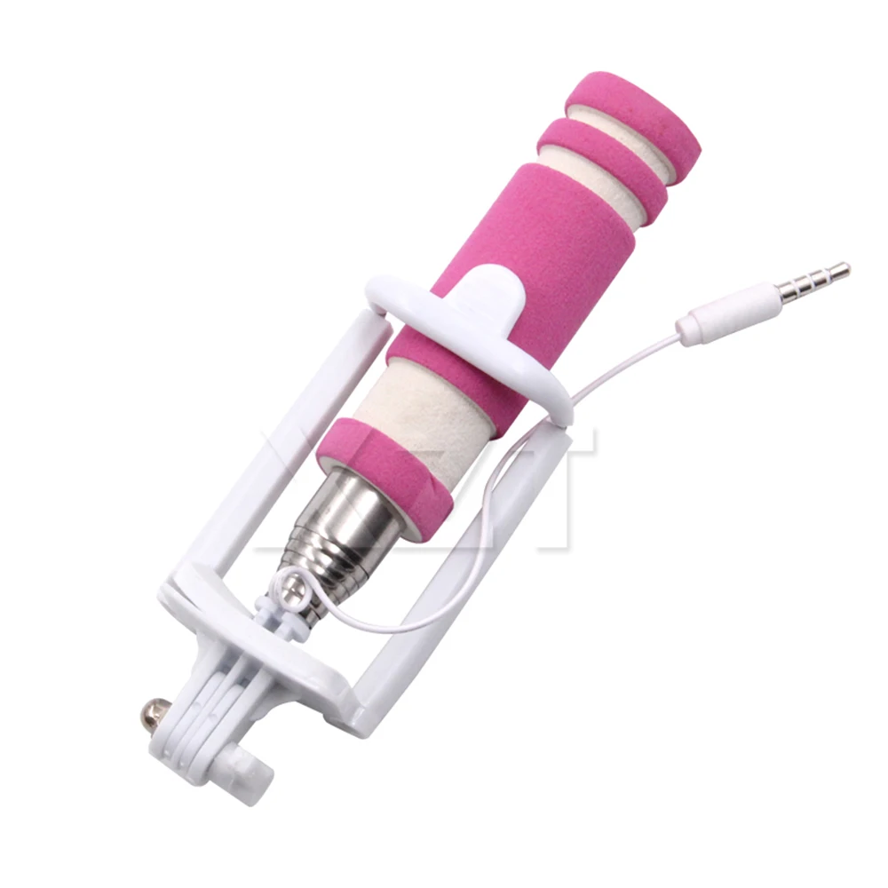 Selfie Stick 14cm to 60cm Extended Wired Selfie Holder Shutter Self-Portrait Self Pole Fold Monopod Tripod for Android for iOS