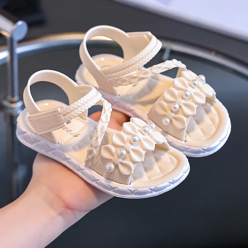 Trendy Cute Solid Color Open Toe Sandals For Girls, Breathable Lightweight Wear-resistant Sandals For All Seasons 6