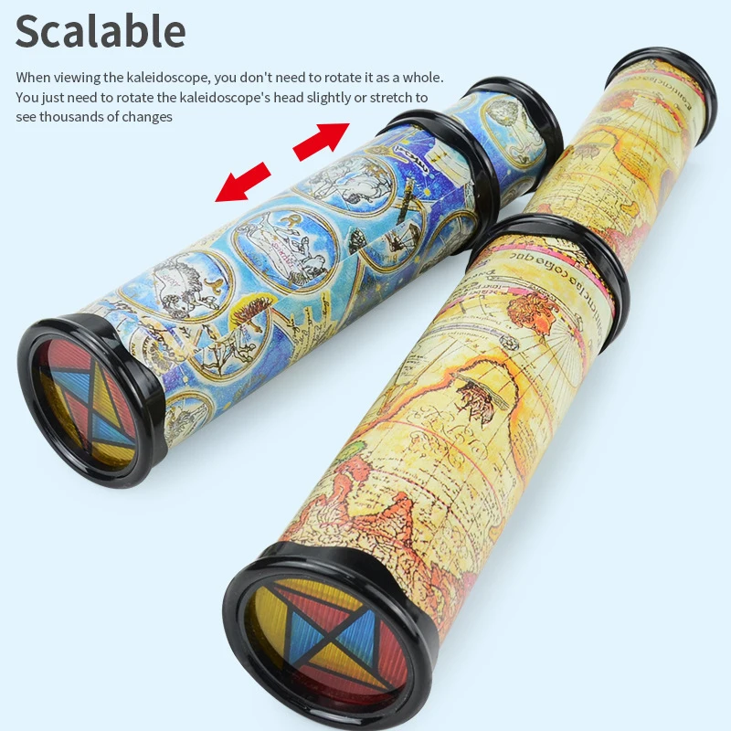 Scalable Magic Kaleidoscope Classic Three Mausoleum Mirror Kaleidoscope Toys Fancy Colored World Toys For Children Gifts