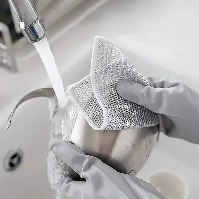 Magic Cleaning Cloth Metal Steel Wire Dish Pot Washdishing Cloths Kitchen Rags Clean Tools Thickened Double -sided Cloth Gadgets